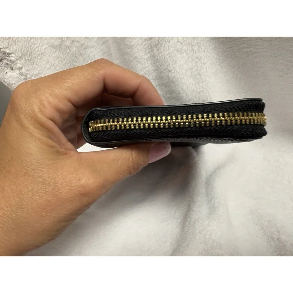 Coach C4124 Medium ID Zip Around Wallet Black Pebble Leather
